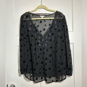Plus Size Sheer Dress Top polka dots